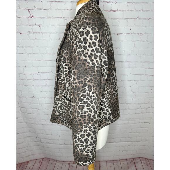 Armani Collezioni Leopard Print Band Collar Jacket Womens 14 Plus Double Faced - Picture 3 of 9